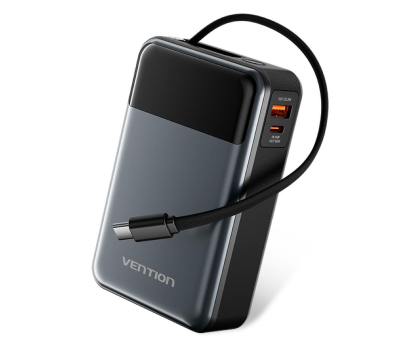 Powerbank Vention Powerbank 20000mAh 65W z wbudowanym kablem USB-C